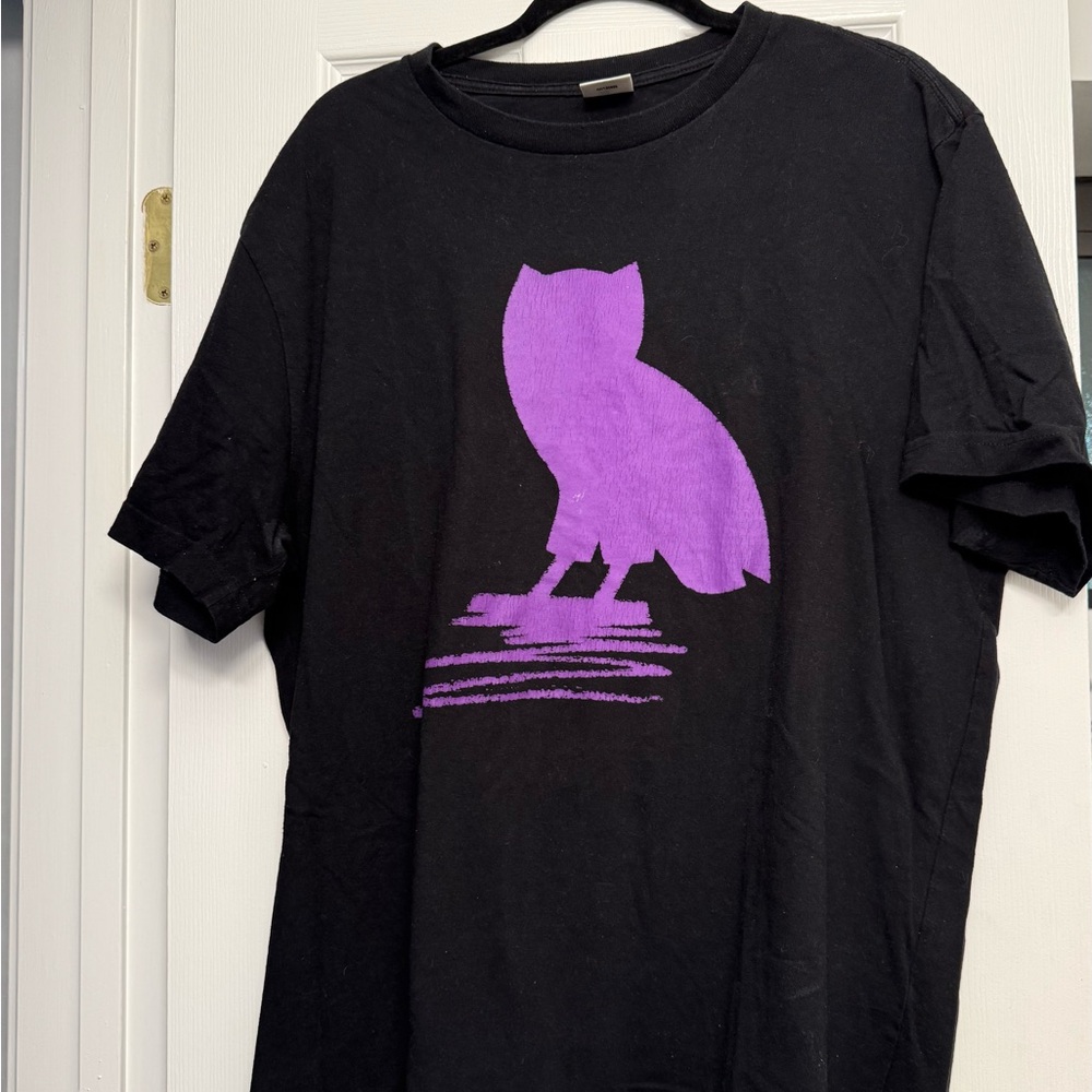 OVO Black Tee with Purple Owl Design
